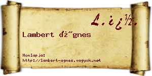 Lambert Ágnes névjegykártya