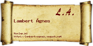 Lambert Ágnes névjegykártya